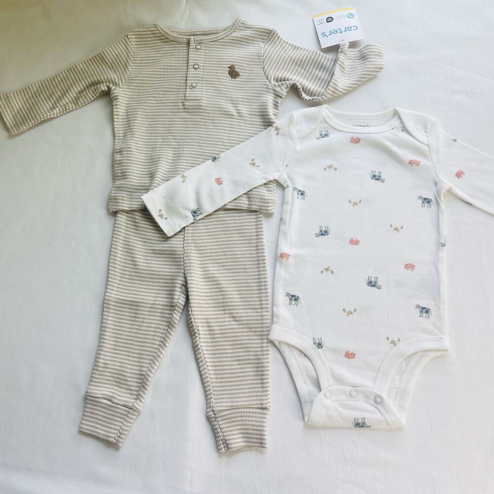 Carter's Baby Boys 3-Piece Bodysuit & Pants Long Sleeves Outfit Set For 6-Month‎